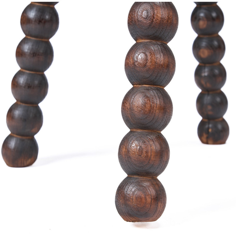 Tabouret ethnique chic boules Rond Bois de manguier Marron foncé The Dango 