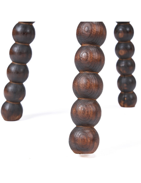 Tabouret ethnique chic boules Rond Bois de manguier Marron foncé The Dango 