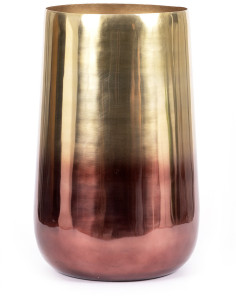 Cache pot moderne haut XL Rond Diamètre 35 cm en Métal Doré Cuivré The Brass 