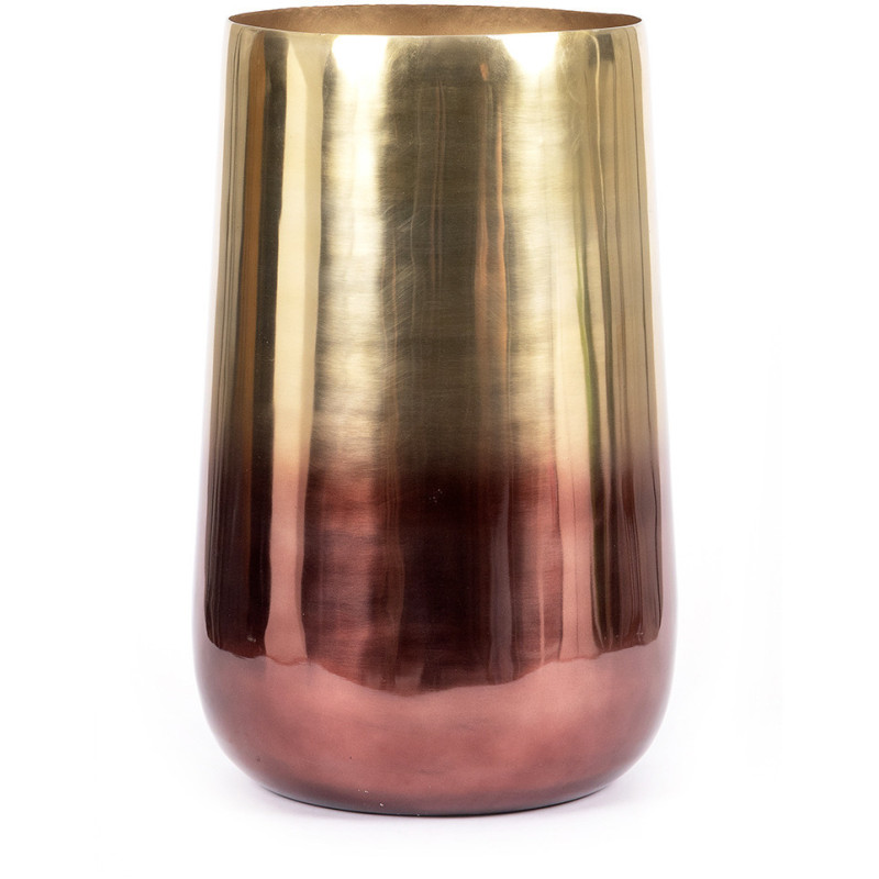 Cache pot moderne haut XL Rond Diamètre 35 cm en Métal Doré Cuivré The Brass 