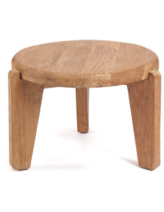 Table basse moderne Ronde 50 cm en Bois de teck recyclé Naturel The Wabi Sabi 