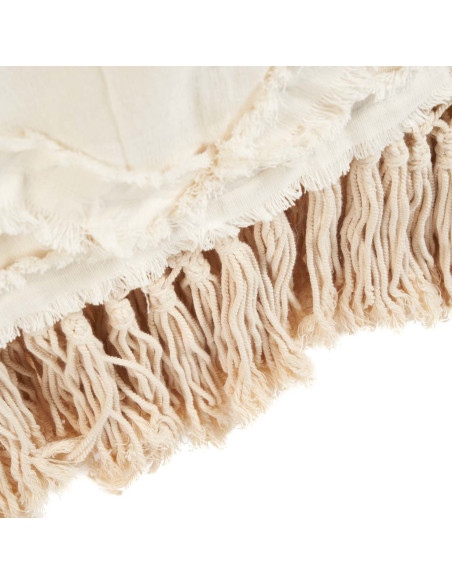 Plaid XXL original Bohème chic 300x240 en Coton Naturel Avec pompons The Berbe 