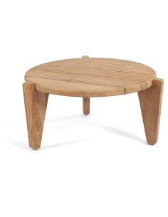 Table basse extérieur originale Ronde 70 cm en Bois de teck recyclé Naturel The Seseh 