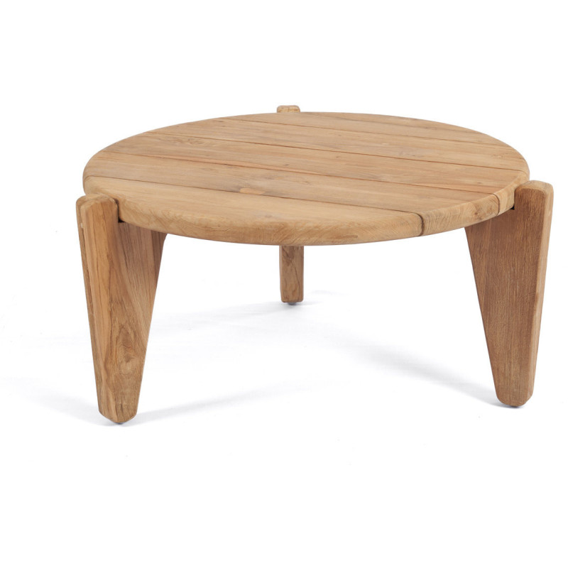 Table basse extérieur originale Ronde 70 cm en Bois de teck recyclé Naturel The Seseh 
