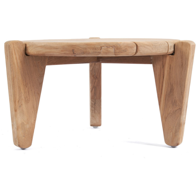 Table basse extérieur originale Ronde 70 cm en Bois de teck recyclé Naturel The Seseh 