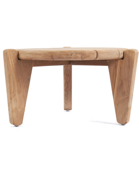 Table basse extérieur originale Ronde 70 cm en Bois de teck recyclé Naturel The Seseh 