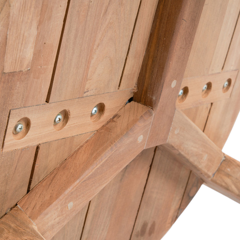 Table basse extérieur originale Ronde 70 cm en Bois de teck recyclé Naturel The Seseh 
