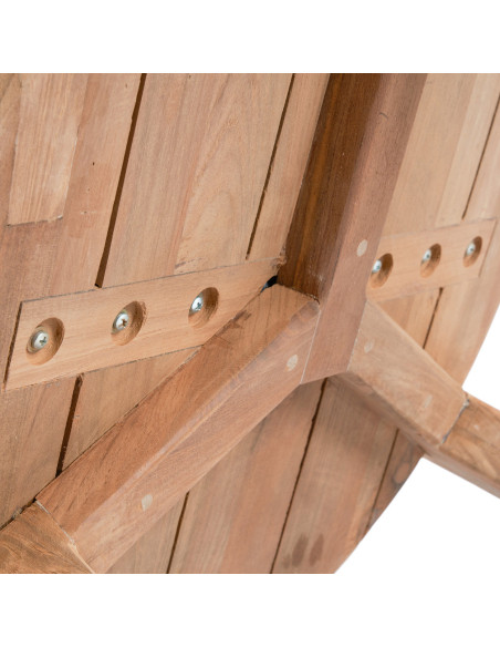 Table basse extérieur originale Ronde 70 cm en Bois de teck recyclé Naturel The Seseh 