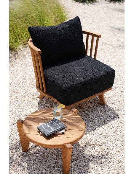 Table basse extérieur originale Ronde 70 cm en Bois de teck recyclé Naturel The Seseh 