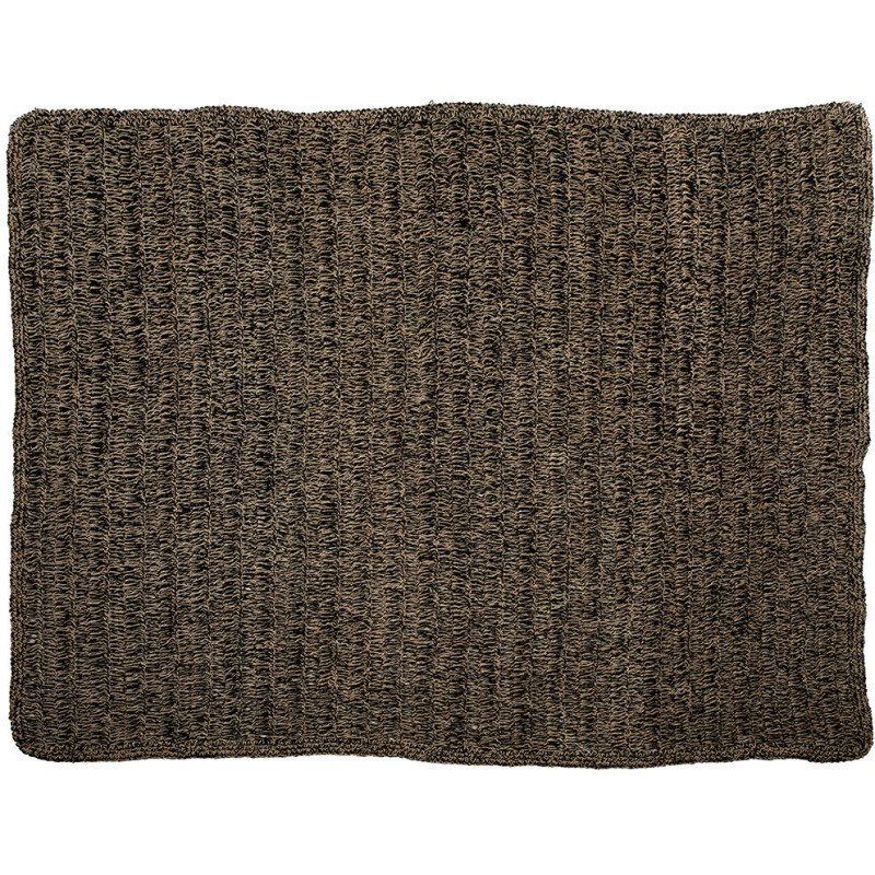 Tapis Rectangulaire 200x300 en Raphia Sisal Palmier Noir The Seagrass 