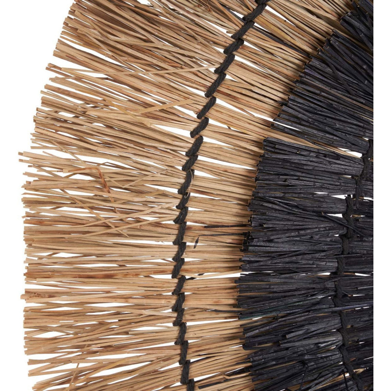 Grande Déco murale ethnique bohème artisanale Ronde 110 cm Feuille de bananier Fibre mendong Naturel Noir The Amazonia 
