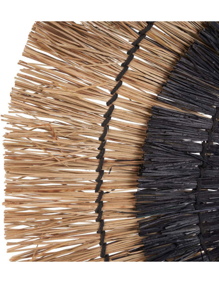 Grande Déco murale ethnique bohème artisanale Ronde 110 cm Feuille de bananier Fibre mendong Naturel Noir The Amazonia 