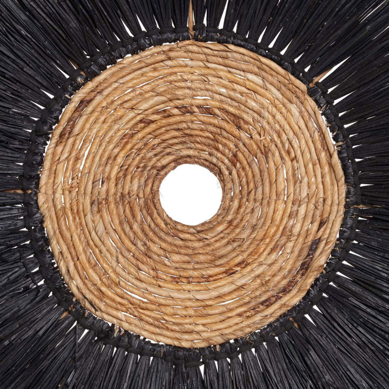 Grande Déco murale ethnique bohème artisanale Ronde 110 cm Feuille de bananier Fibre mendong Naturel Noir The Amazonia 