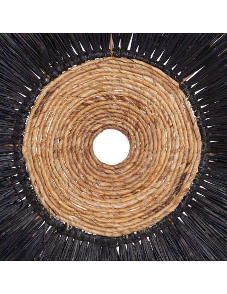 Grande Déco murale ethnique bohème artisanale Ronde 110 cm Feuille de bananier Fibre mendong Naturel Noir The Amazonia 