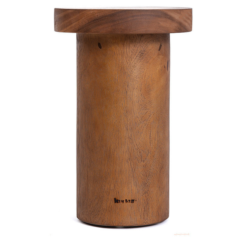 Table d'appoint moderne Ronde en Bois de teck Naturel The Inti 