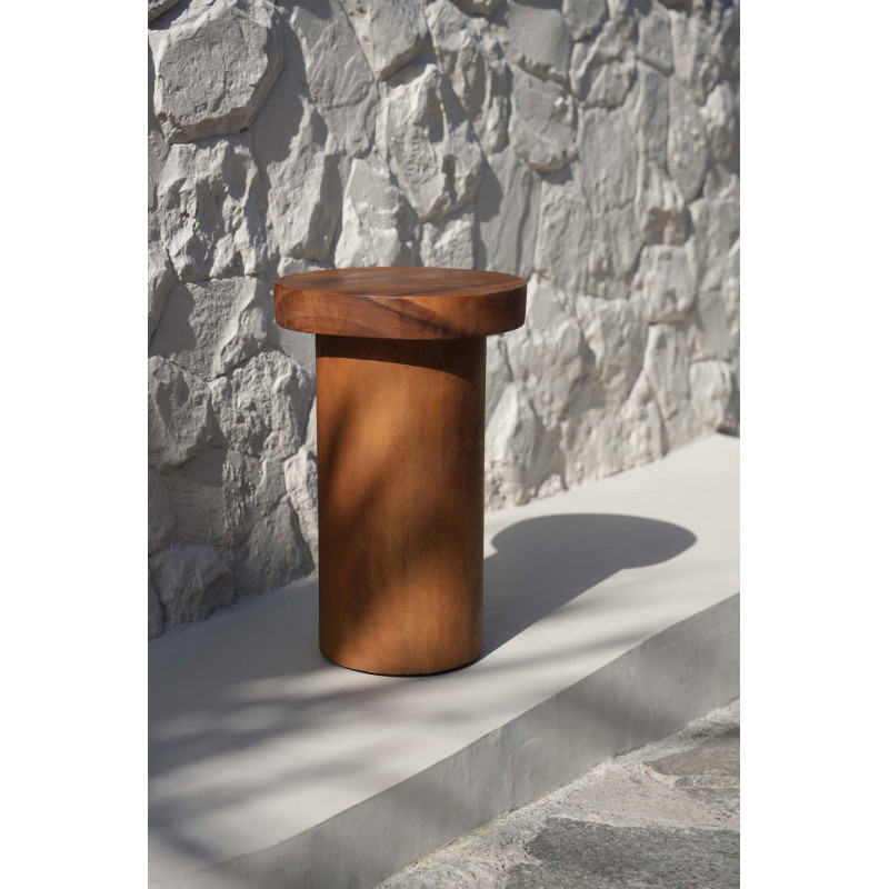 Table d'appoint moderne Ronde en Bois de teck Naturel The Inti 
