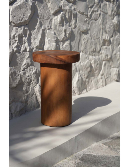 Table d'appoint moderne Ronde en Bois de teck Naturel The Inti 