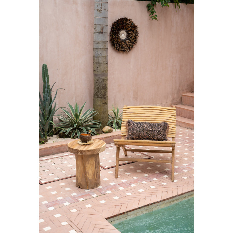 Table d'appoint moderne Ronde en Bois de teck Naturel The Inti 