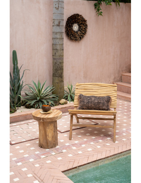 Table d'appoint moderne Ronde en Bois de teck Naturel The Inti 
