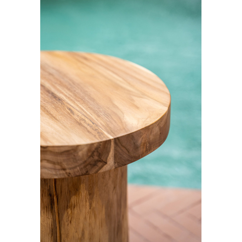 Table d'appoint moderne Ronde en Bois de teck Naturel The Inti 