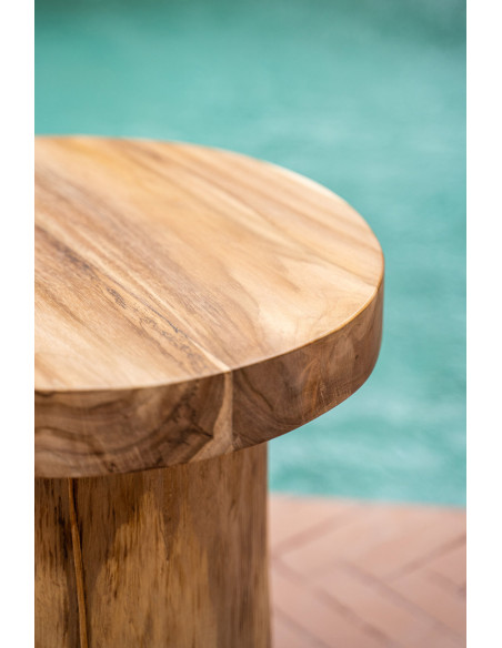 Table d'appoint moderne Ronde en Bois de teck Naturel The Inti 