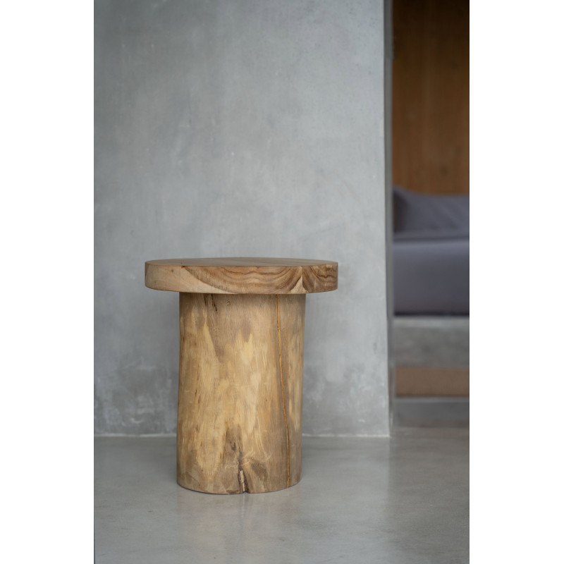 Table d'appoint moderne Ronde en Bois de teck Naturel The Inti 