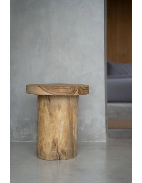 Table d'appoint moderne Ronde en Bois de teck Naturel The Inti 