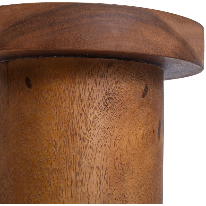 Table d'appoint moderne Ronde en Bois de teck Naturel The Inti 