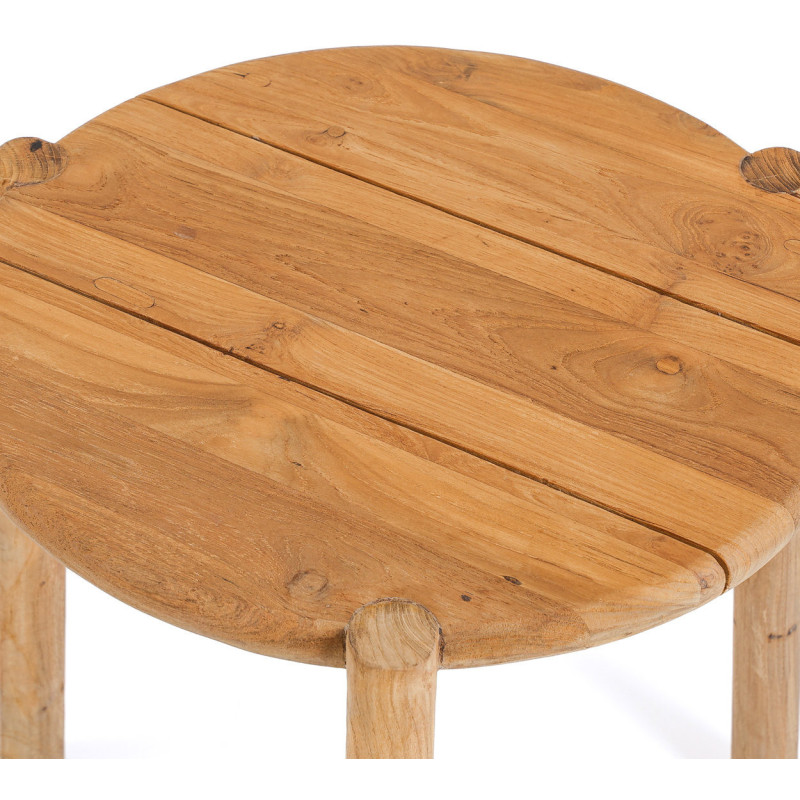 Table d'appoint extérieur moderne Ronde en Bois de teck Naturel The Gilimanuk 