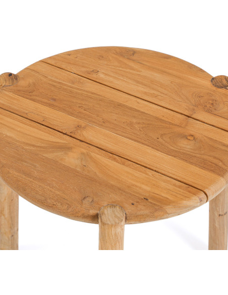 Table d'appoint extérieur moderne Ronde en Bois de teck Naturel The Gilimanuk 