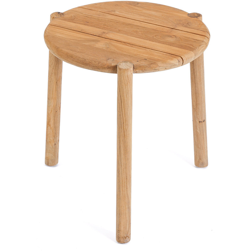 Table d'appoint extérieur moderne Ronde en Bois de teck Naturel The Gilimanuk 