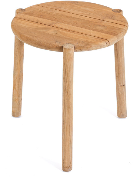 Table d'appoint extérieur moderne Ronde en Bois de teck Naturel The Gilimanuk 