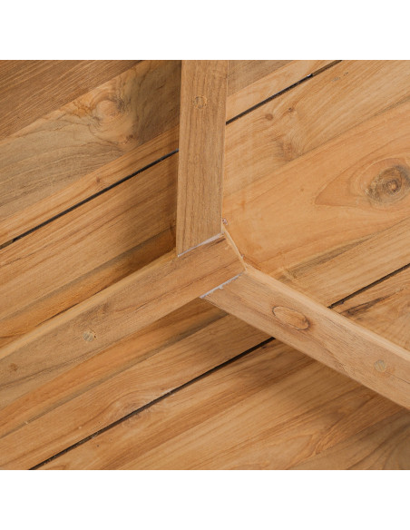 Table d'appoint extérieur moderne Ronde en Bois de teck Naturel The Gilimanuk 