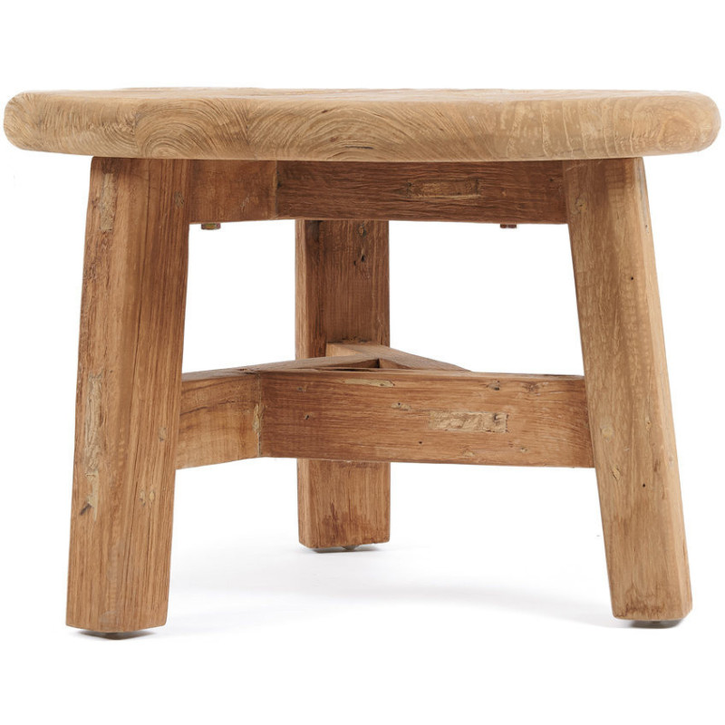 Table basse moderne Ronde 50 cm en Bois de teck recyclé Naturel The Fusuma 