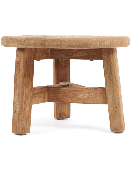 Table basse moderne Ronde 50 cm en Bois de teck recyclé Naturel The Fusuma 