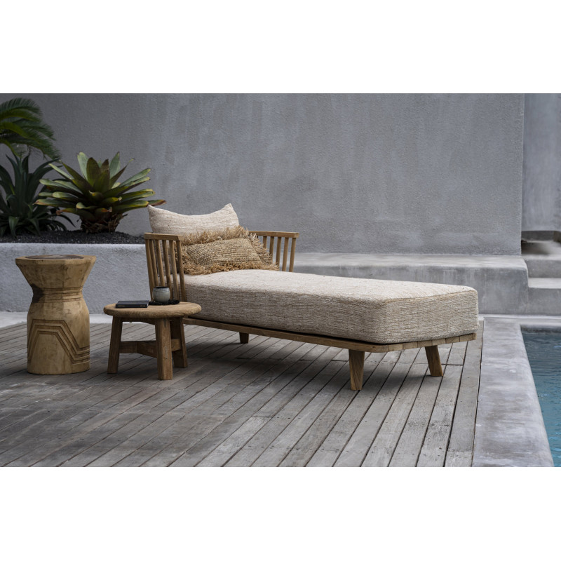 Table basse moderne Ronde 50 cm en Bois de teck recyclé Naturel The Fusuma 