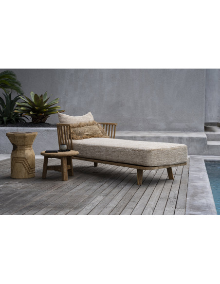 Table basse moderne Ronde 50 cm en Bois de teck recyclé Naturel The Fusuma 