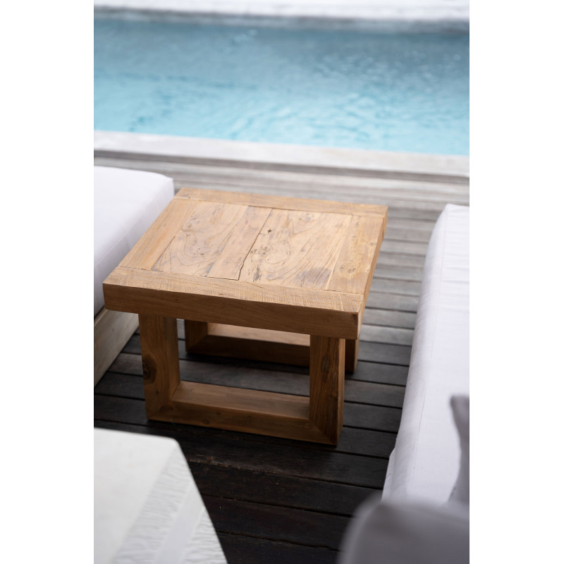 Table basse moderne Carrée en Bois de teck recyclé Naturel The Reclaimed 
