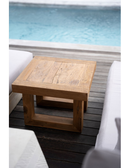 Table basse moderne Carrée en Bois de teck recyclé Naturel The Reclaimed 