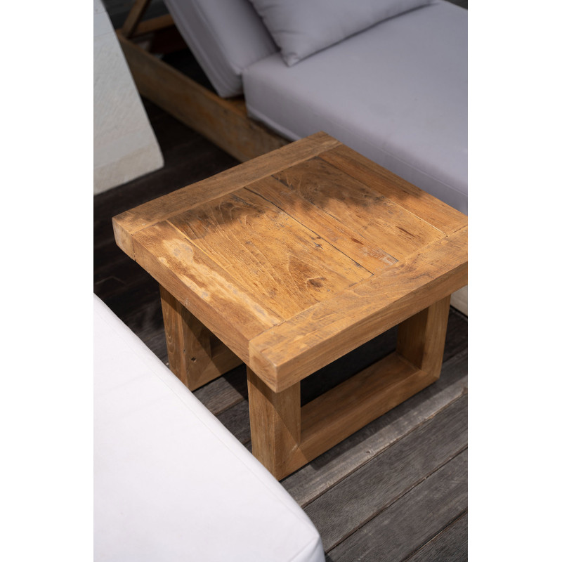 Table basse moderne Carrée en Bois de teck recyclé Naturel The Reclaimed 