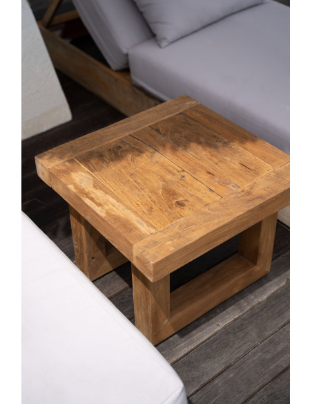Table basse moderne Carrée en Bois de teck recyclé Naturel The Reclaimed 