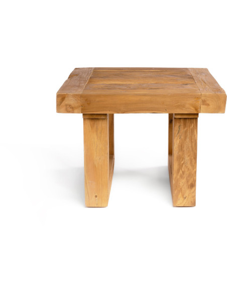 Table basse moderne Carrée en Bois de teck recyclé Naturel The Reclaimed 