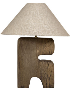 Grande Lampe à poser ethnique chic organique H 65 cm Bois Marron Tissu Beige The L'Objet 