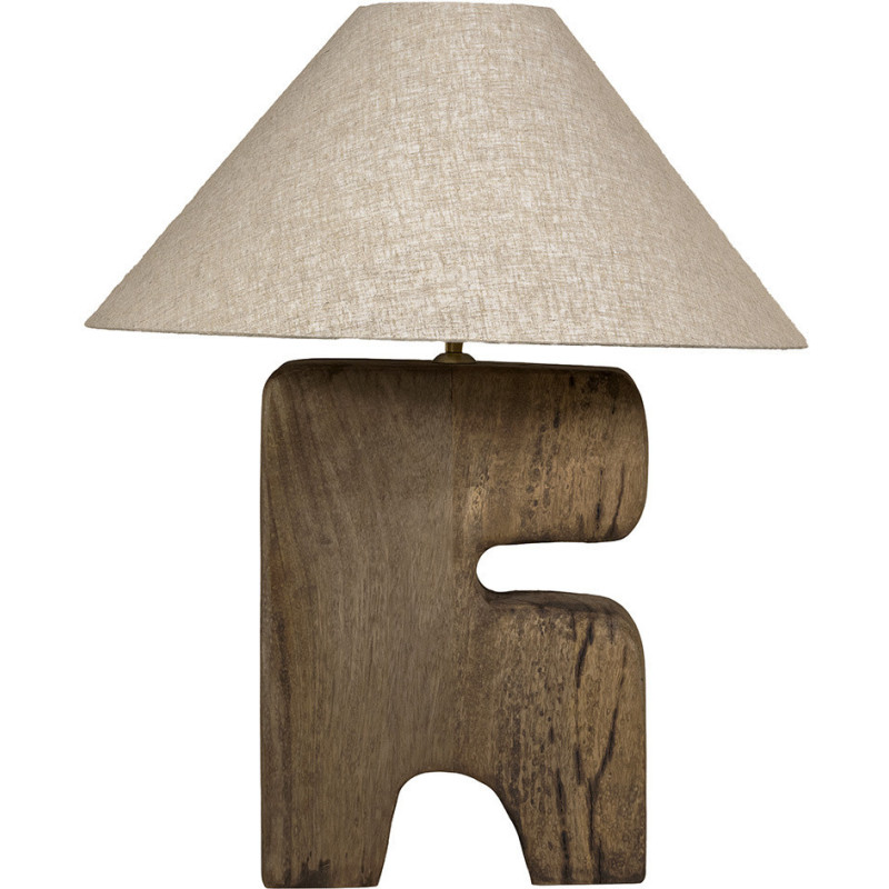 Grande Lampe à poser ethnique chic organique H 65 cm Bois Marron Tissu Beige The L'Objet 