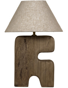 Lampe à poser ethnique chic organique H 50 cm Bois Marron Tissu Beige The L'Objet 