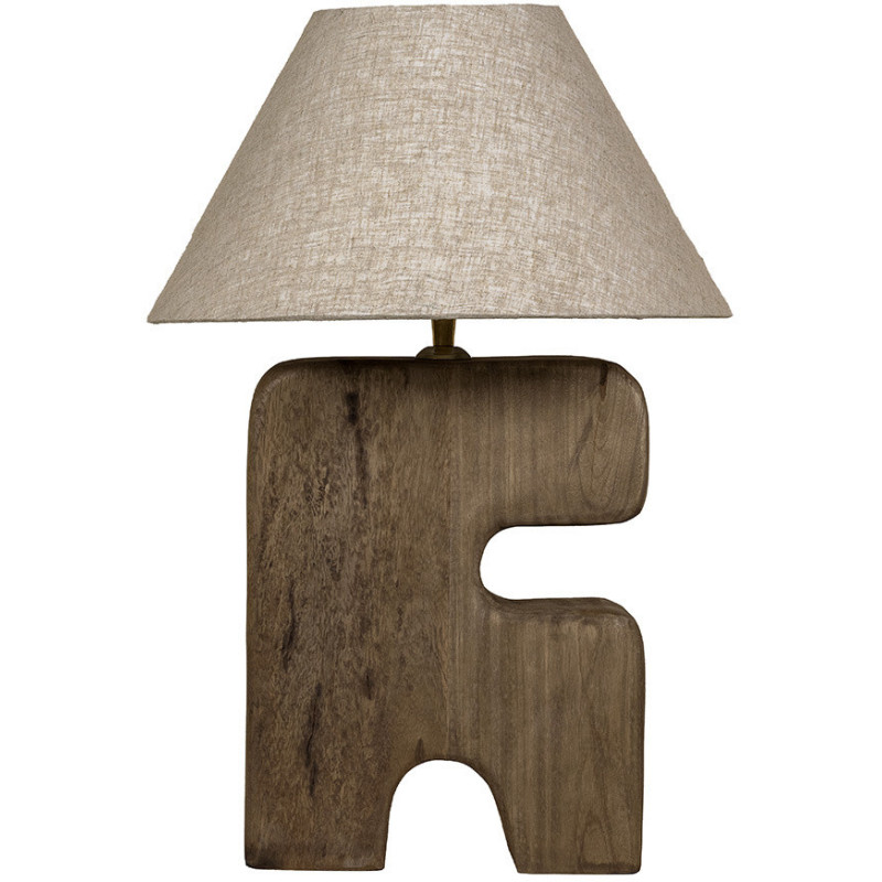 Lampe à poser ethnique chic organique H 50 cm Bois Marron Tissu Beige The L'Objet 