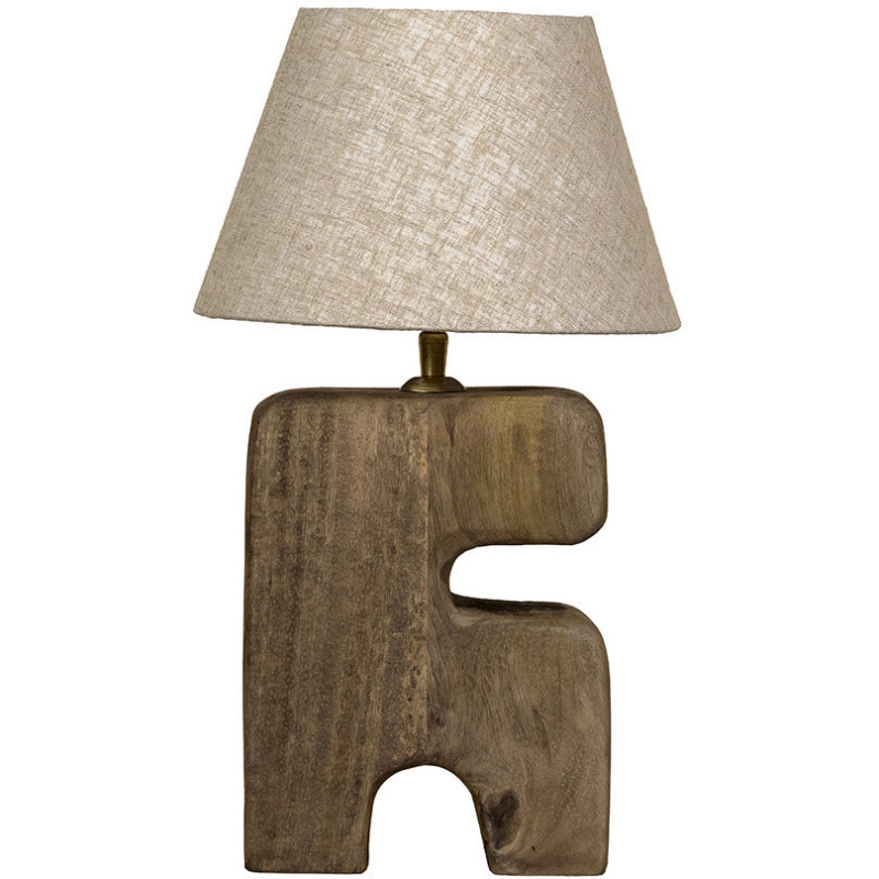 Lampe à poser ethnique chic organique H 41 cm Bois Marron Tissu Beige The L'Objet 