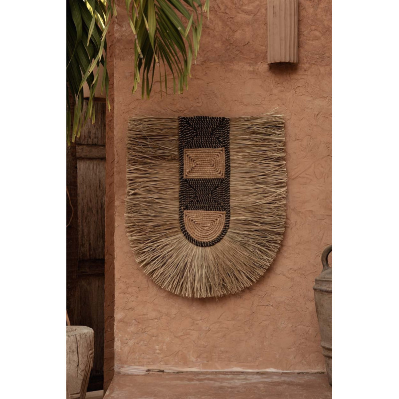 Grande décoration murale ethnique bohème H 85 cm Herbe Naturel Tressé The Dada 