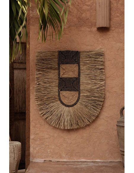 Grande décoration murale ethnique bohème H 85 cm Herbe Naturel Tressé The Dada 