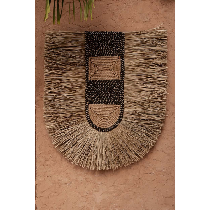 Grande décoration murale ethnique bohème H 85 cm Herbe Naturel Tressé The Dada 